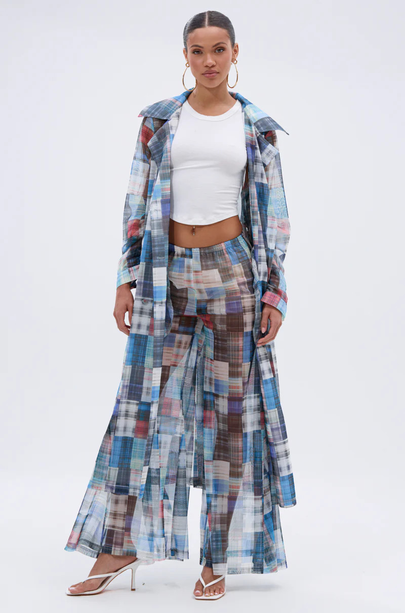 LIVING THE LIFE PLAID MESH TRENCH | AKIRA