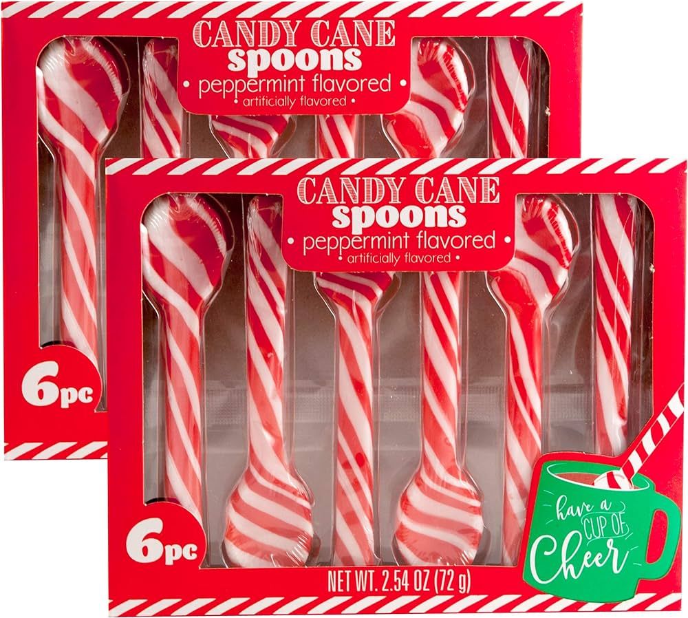 Candy Cane Peppermint Spoons – 1 doz – (2 packs of 6) | Edible Candy Cane Spoons | Candy Cane... | Amazon (US)