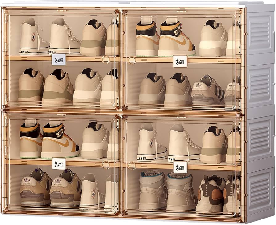 Portable Shoe Rack Organizer for Closet Entryway, Stackable Sneaker Storage Shoe Cabinet with Mag... | Amazon (US)