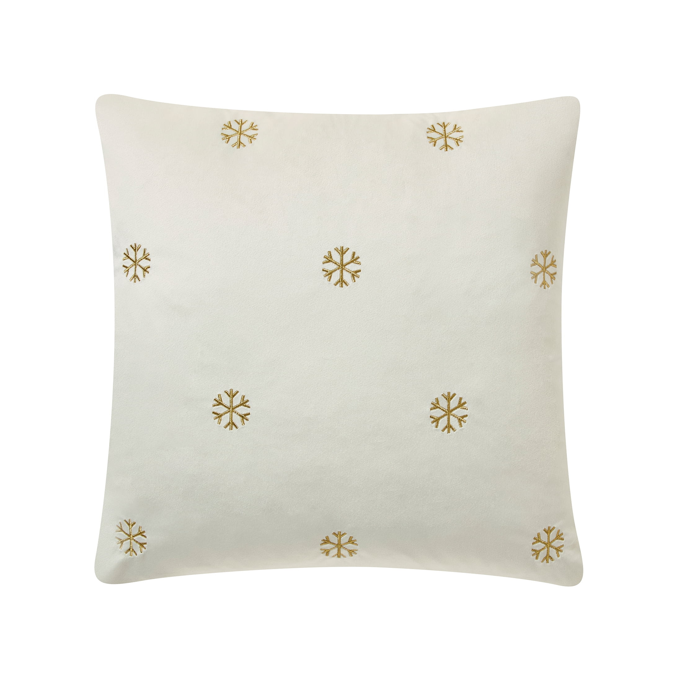 My Texas House 18" x 18" Ivory Velvet Snowflake Decorative Pillow Cover | Walmart (US)