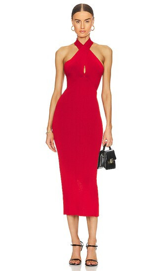 Oliver Midi Dress in Crimson | Red Sweater Dress | Red Cocktail Dress | Winter Dress Outfit | Revolve Clothing (Global)