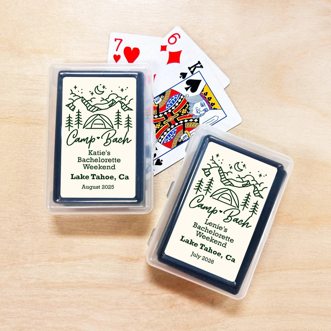 Bachelorette Weekend Favors, Set of 10 Camp Bach Personalized Playing Cards Party Favors, Playing... | Etsy (US)