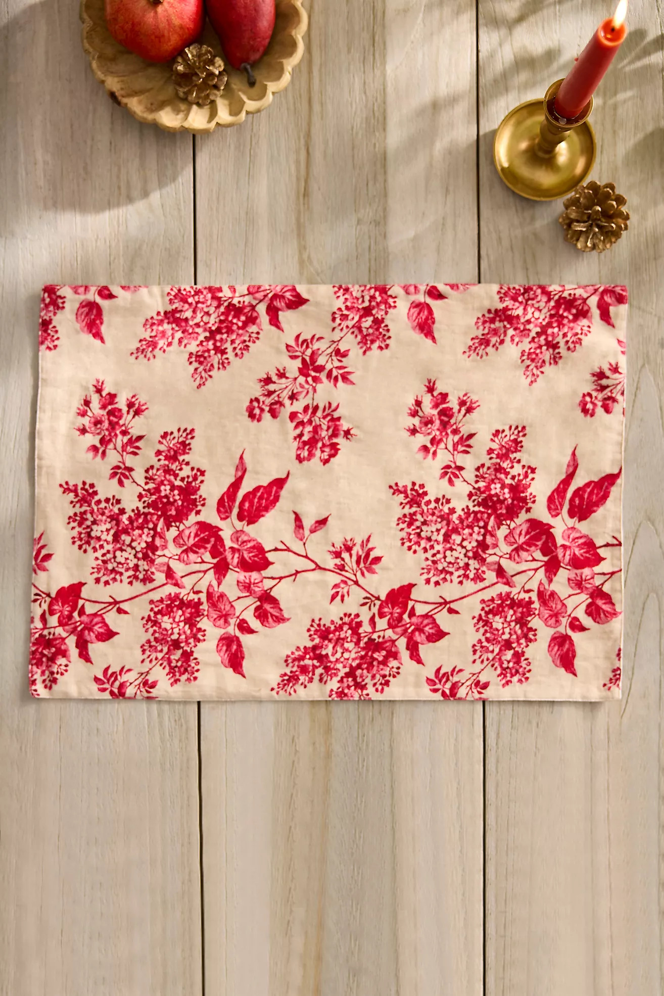 Cherry Floral Linen Placemat | Anthropologie (US)