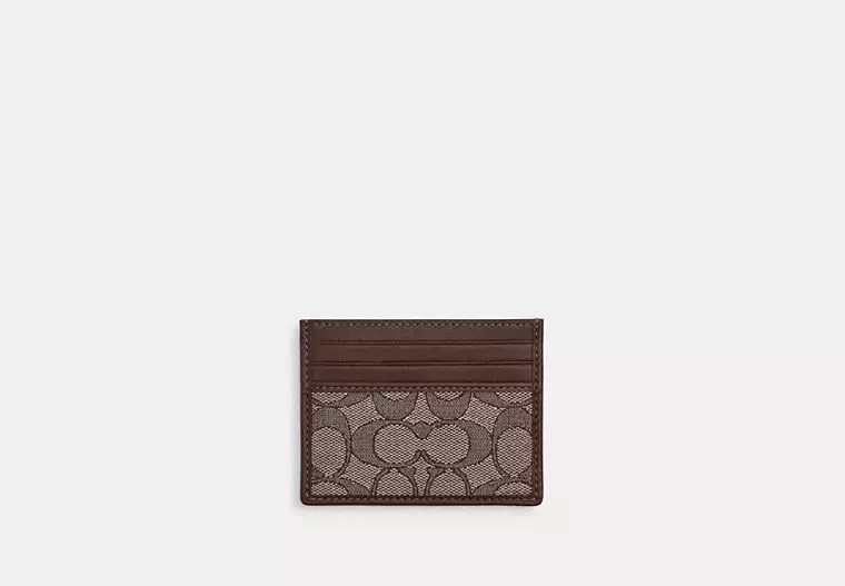 Slim Id Card Case In Signature Jacquard | Coach Outlet CA