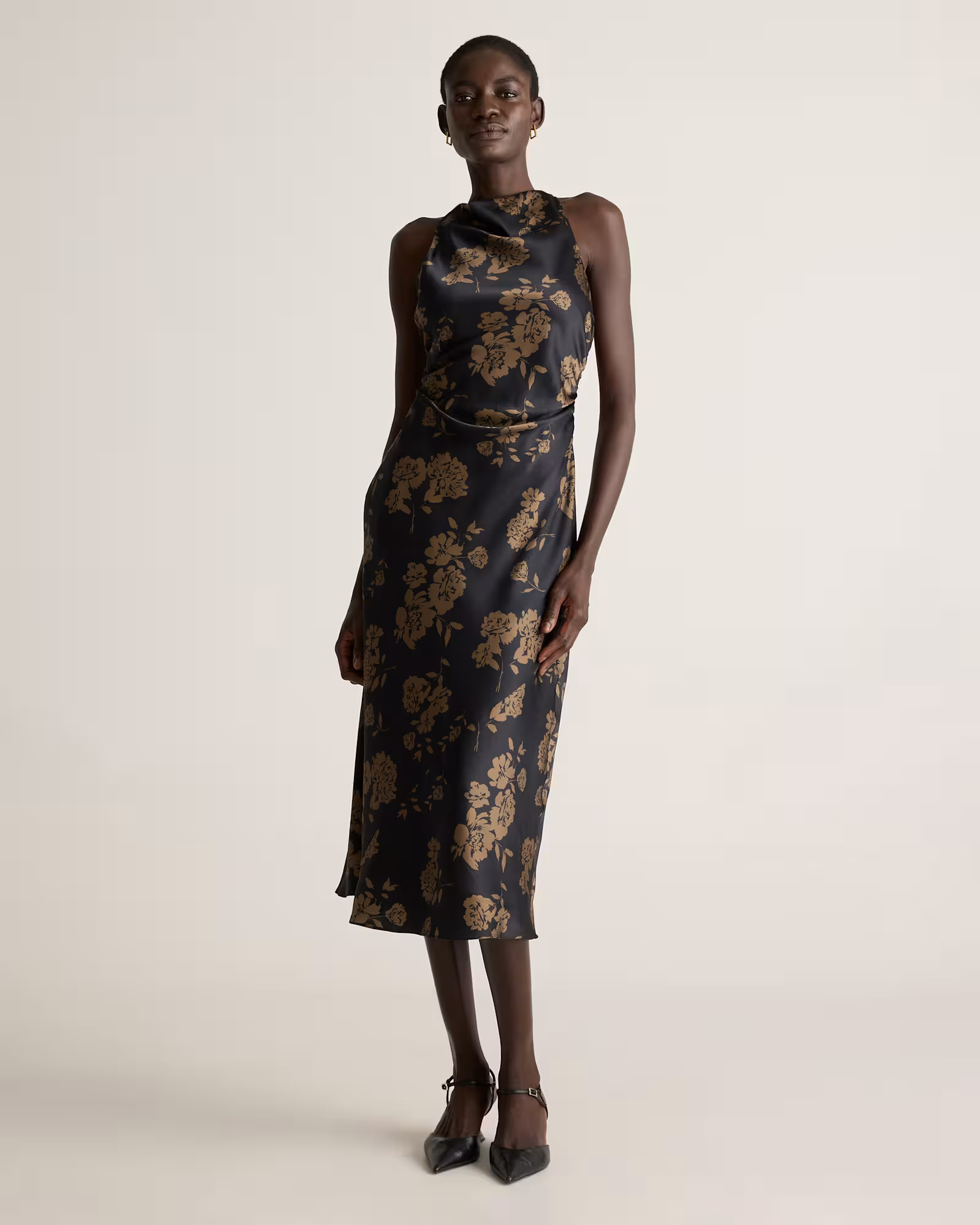 Washable Stretch Silk High Neck Midi Dress | Quince