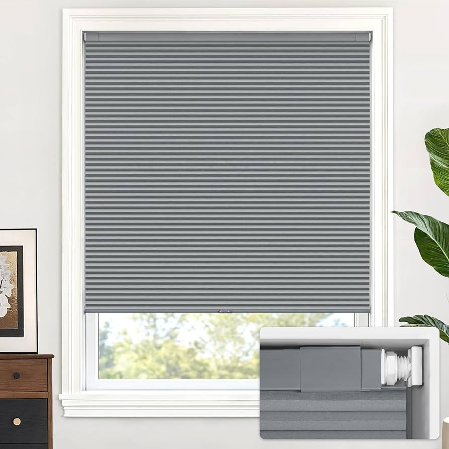 LazBlinds No Drill Cordless Cellular Shades, 38 1/2" W \u00d7 48" H, Dark Grey | Amazon (US)