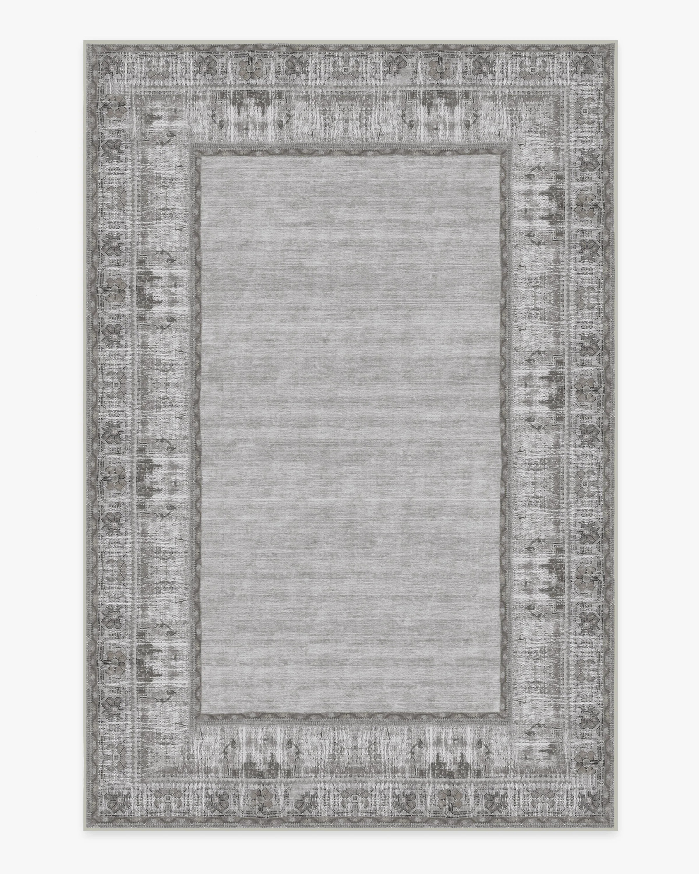 Vintage Daisy Bordered Grey Rug | Ruggable | Ruggable