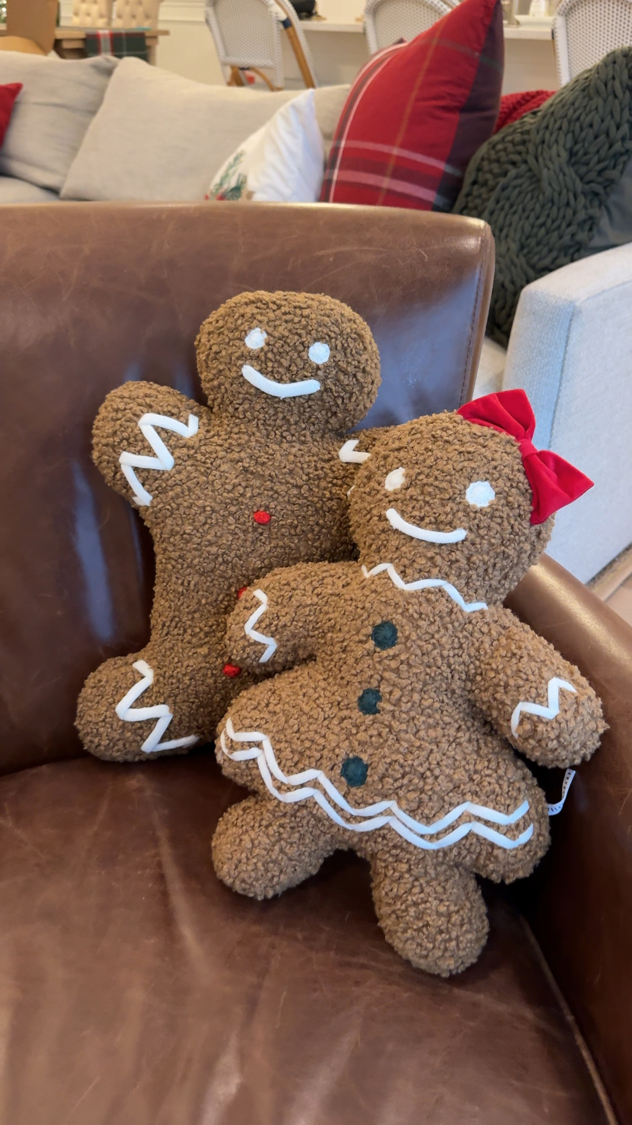 Pottery barn, gingerbread pillows. Pottery barn Christmas pillows. Living room. Pottery barn coffee table. Dining room. Neutral furniture. Coastal home decor. Neutral decor. Pottery Barn chest coffee table (love the storage inside)! Pottery Barn dining room table. Driftwood furniture. Pottery Barn leather swivel chair. Serena and Lily Riviera counter stools (so easy to clean!!). Crate and Barrel couch - 2-Piece – Left-Arm Chaise + Right-Arm Sofa configuration in Taft pearl! Serena and Lily pendant lights. Serena and Lily chandelier. 

#LTKfamily #LTKfindsunder100 #LTKhome

#LTKHome #LTKHoliday #LTKSeasonal