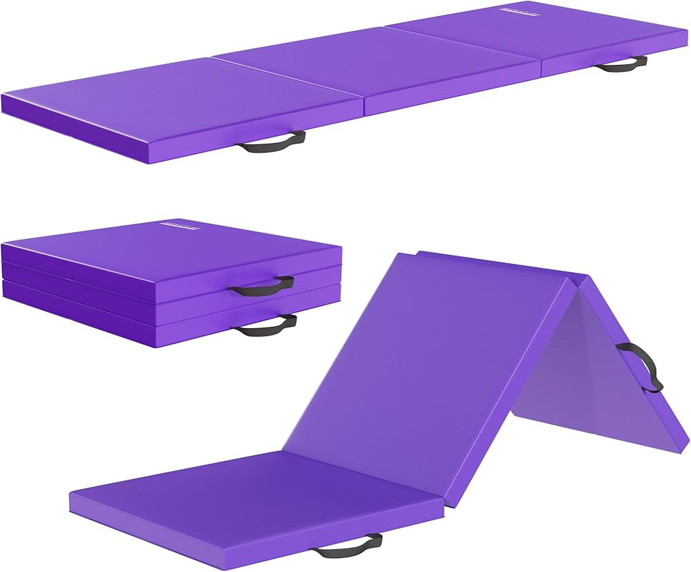 Fitvids Folding Exercise Gymnastics Mat for Tumbling, 2'x6'x2" Gym Workout Mat with Carrying Hand... | Amazon (US)