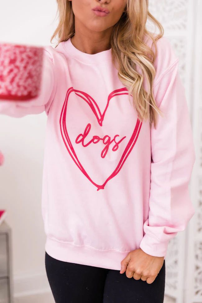 Dogs Heart Graphic Pink Sweatshirt | The Pink Lily Boutique