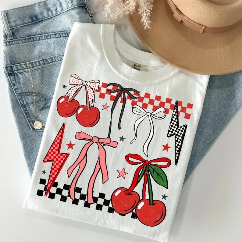 Retro Cherry DTF Transfer, Trendy Blue Collar, Kids, Retro, Cherry, Feral, Ready to Press, DTF, H... | Etsy (US)