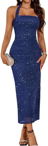 DRESSTELLS Women's Sparkly Formal Wedding Guest Dress, Sequin Halter Bodycon Cocktail Party Dress... | Amazon (CA)