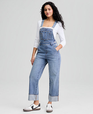 Women's Cuffed Denim Overalls, Macy's Exclusive | Macy's