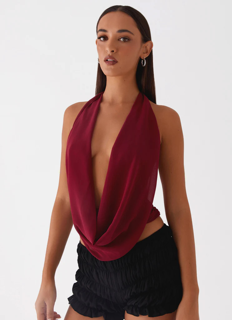 Sawyer Mesh Top - Maroon | Peppermayo (Global)