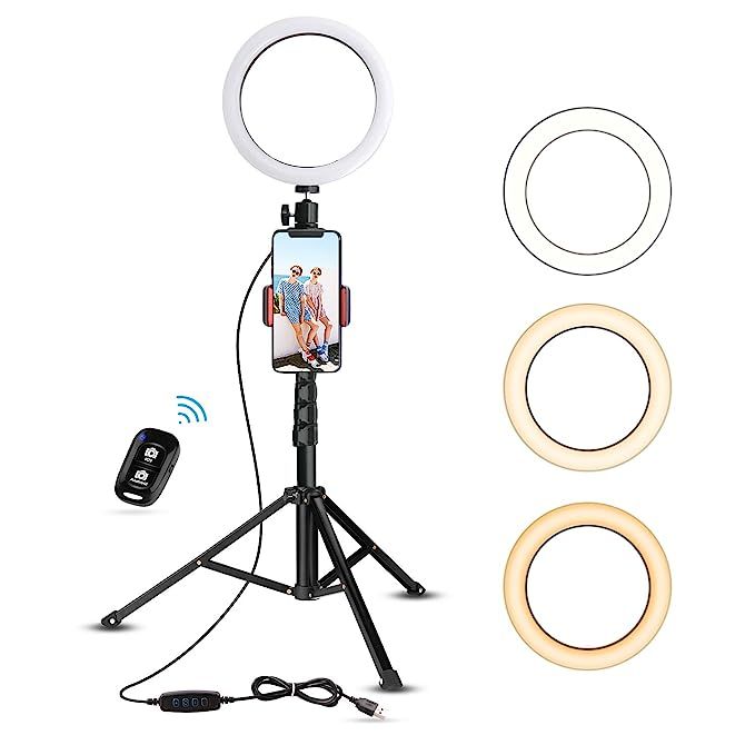 8" Selfie Ring Light with Tripod Stand & Cell Phone Holder for Live Stream/Makeup, UBeesize Mini ... | Amazon (US)