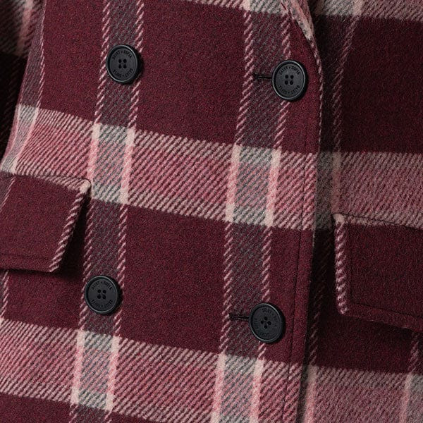 Hampton Coat - Burgundy/Pink Check | Saint + Sofia