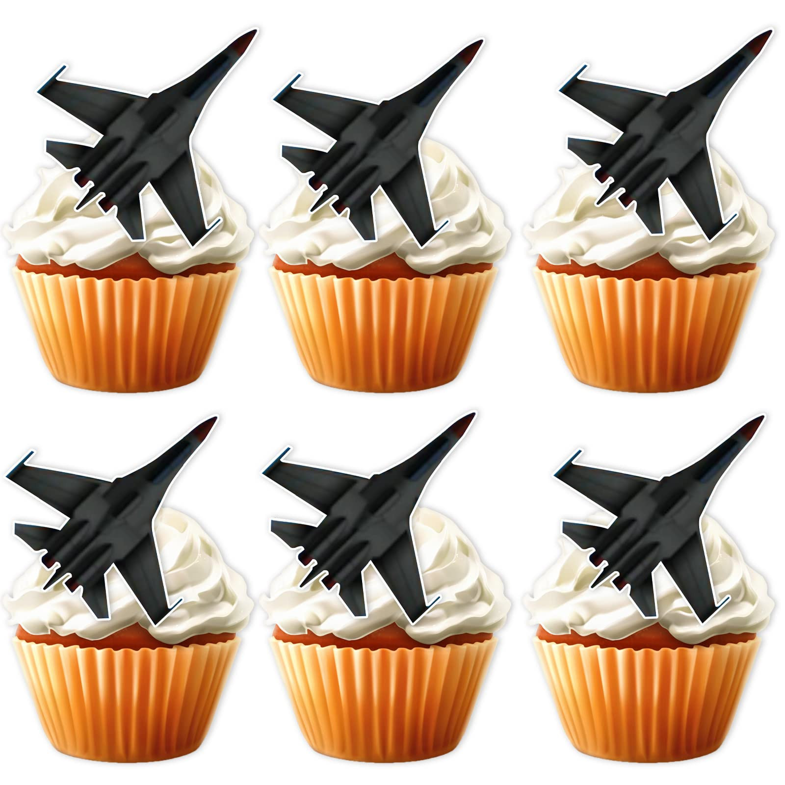 18pcs Black Glitter Military Airplane Dessert Cupcake Topper Aviation Flying Theme Decor Supplies... | Amazon (US)