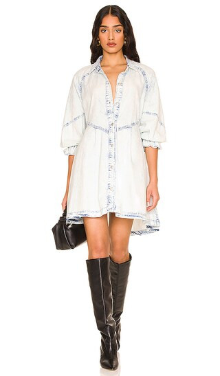 Hannah Mini Denim Dress in Snow Wash | Revolve Clothing (Global)