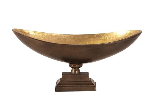Howard Elliott Round Gold Footed Bowl for Centerpiece, Decorative Bronze Footed Bowl with Gold Luster Inside for Kitchen Counter, Console Table, Dining Table & Flower Décor, Large | Amazon (US)