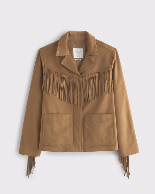 Vegan Suede Fringe Jacket | Abercrombie & Fitch (US)
