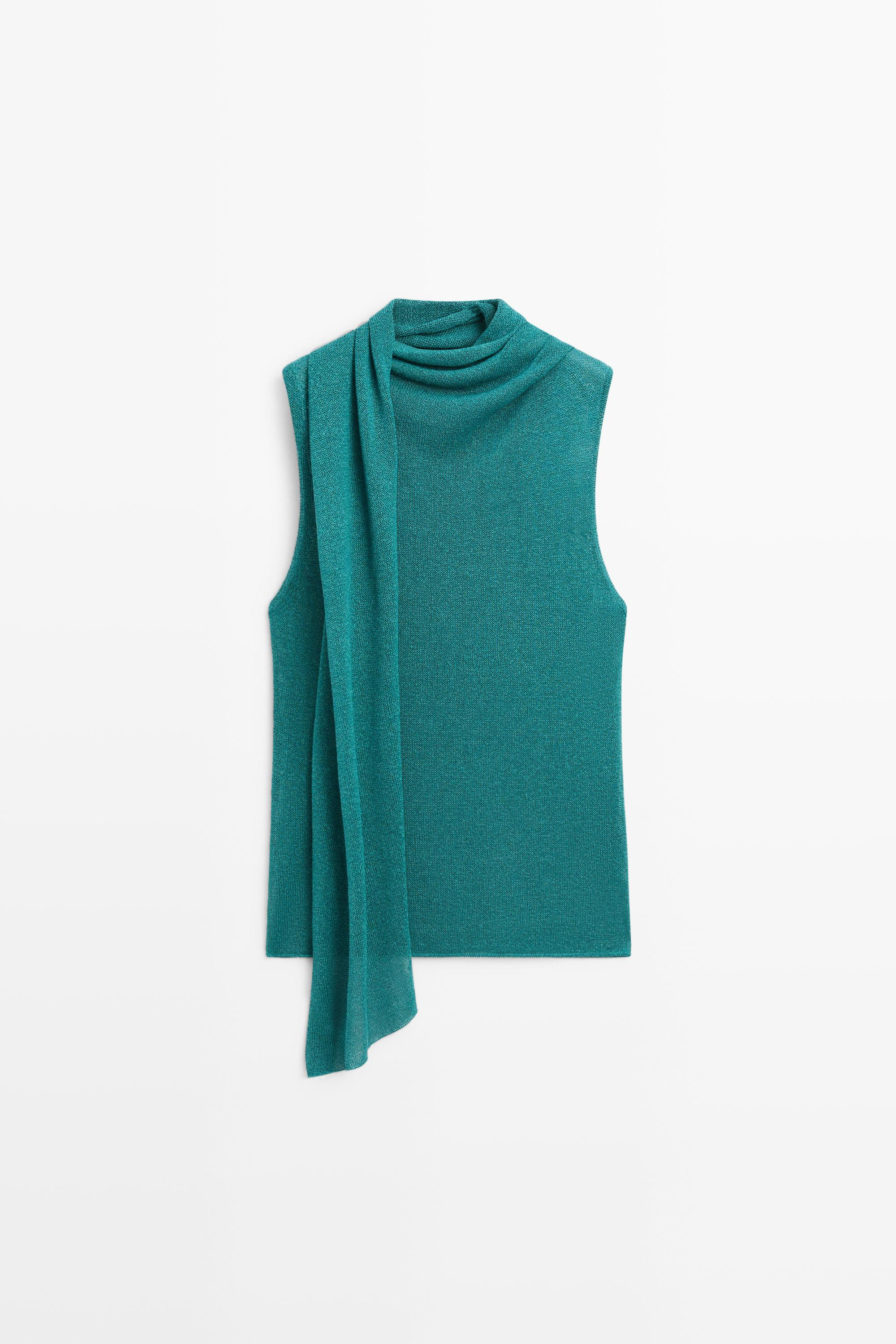 High neck top with scarf detail | Massimo Dutti US