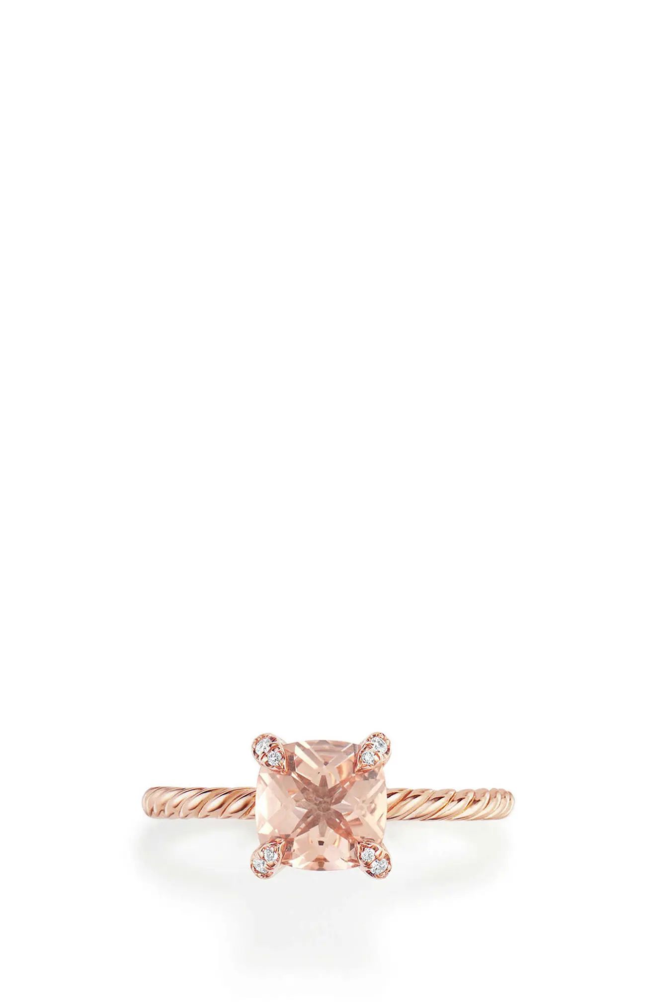 David Yurman Chatelaine Ring with Morganite and Diamonds in 18K Rose Gold | Nordstrom