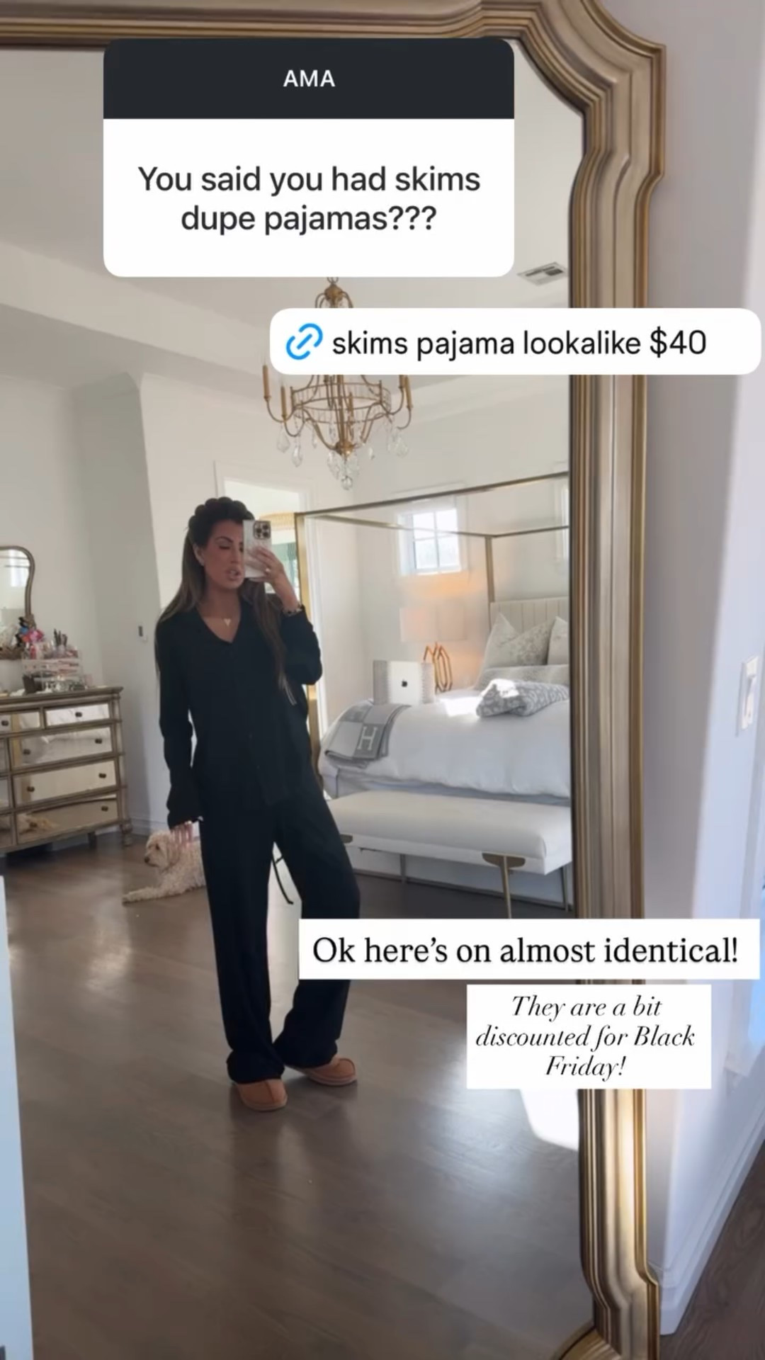 Skims PJ lookalikes! I am wearing a size medium! They come in a lot of different colors and are on sale for Prime Black Friday! 