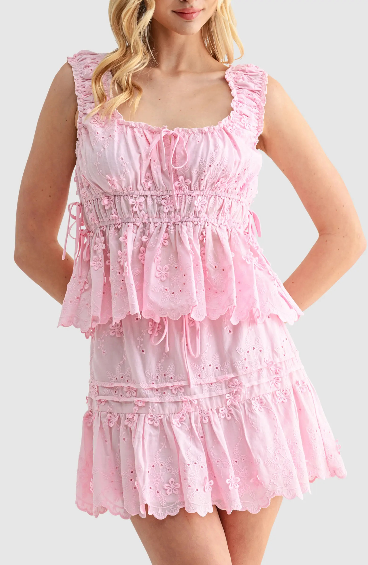 Side Tie Embroidered Cotton Eyelet Top | Nordstrom