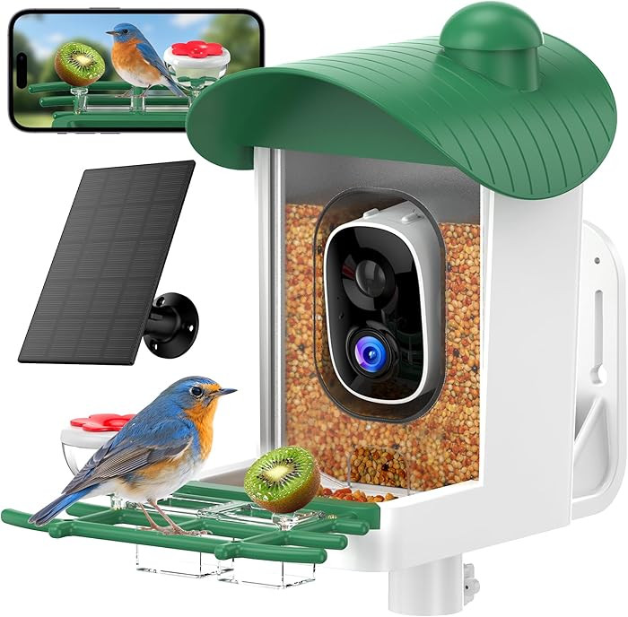 Bird Feeder with Camera Outdoor Solar: Smart Birdfeeder Houses with 2K Live Cam - AI Identify Bir... | Amazon (US)