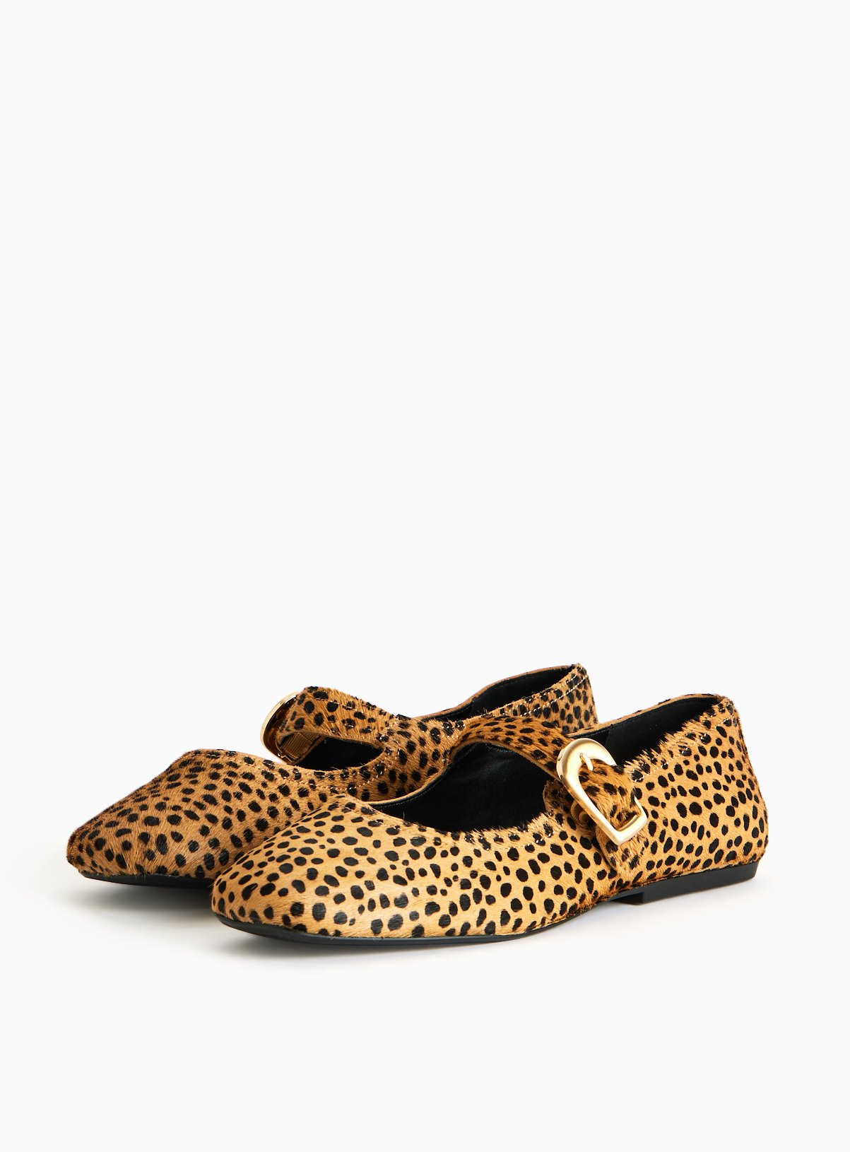 Neutral Leopard Printed Leather Ballerina Shoes | Tu Clothing