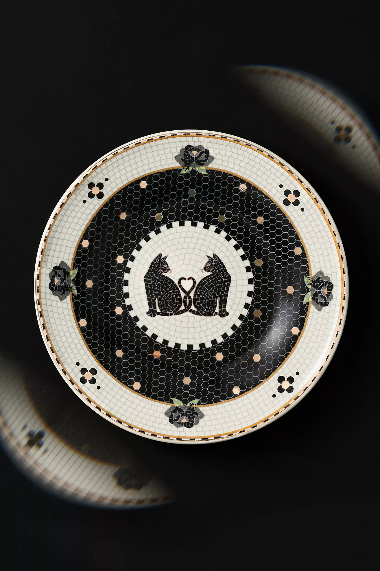 Bistro Tile Stoneware 24k Gold Accent Halloween Dessert Plate | Anthropologie (US)