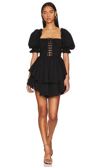 The Lace Up Party Dress in Caviar | Revolve Clothing (Global)