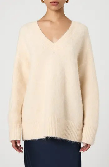 French Connection Oversize V-Neck Sweater in Classic Cream at Nordstrom Rack, Size Medium | Nordstrom Rack