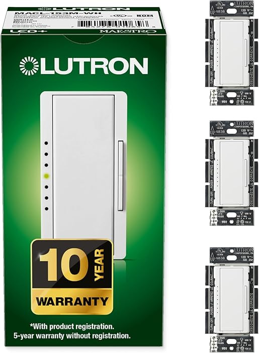 Lutron Maestro LED+ Dimmer Switch for Dimmable LED, Halogen and Incandescent Bulbs, 150W/Single-P... | Amazon (US)