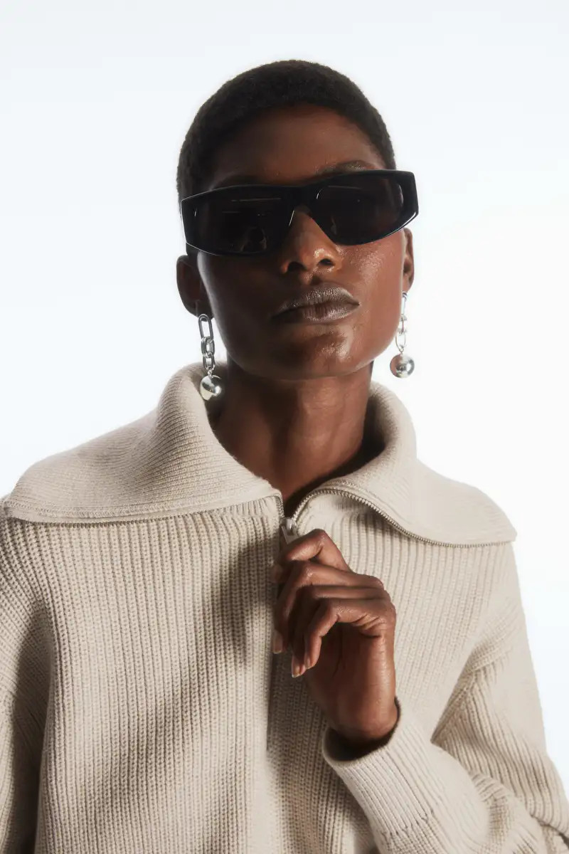 WOOL AND COTTON HALF-ZIP JUMPER | COS (EU)