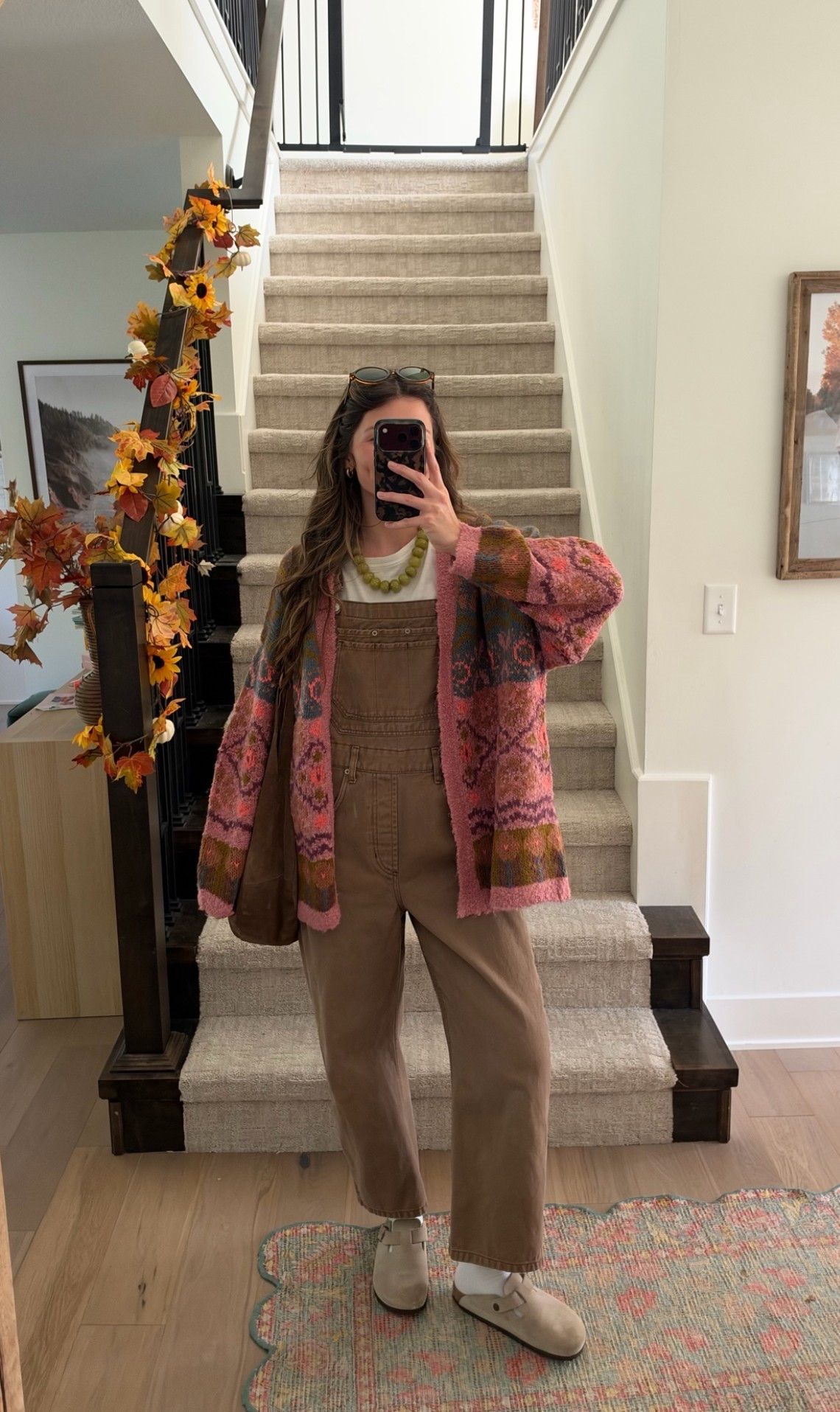 wearing a medium in brown overalls (linked the same style and other brown overalls) and s/m in cardigan! 

Fall outfit
