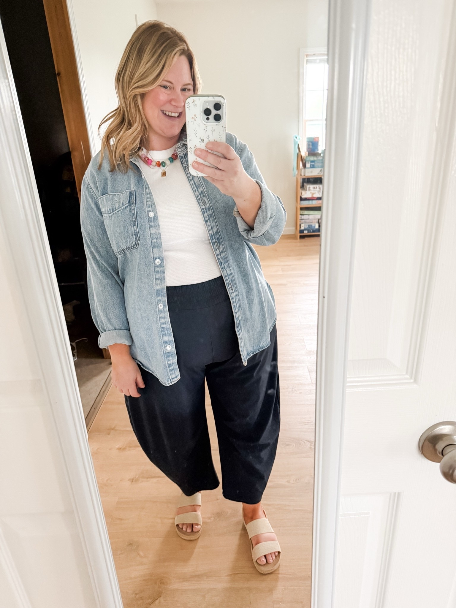 Wearing an XL petite in my sleek tech barrel pants, XL in tee and denim shirt.

#LTKPetite #LTKSaleAlert #LTKBump