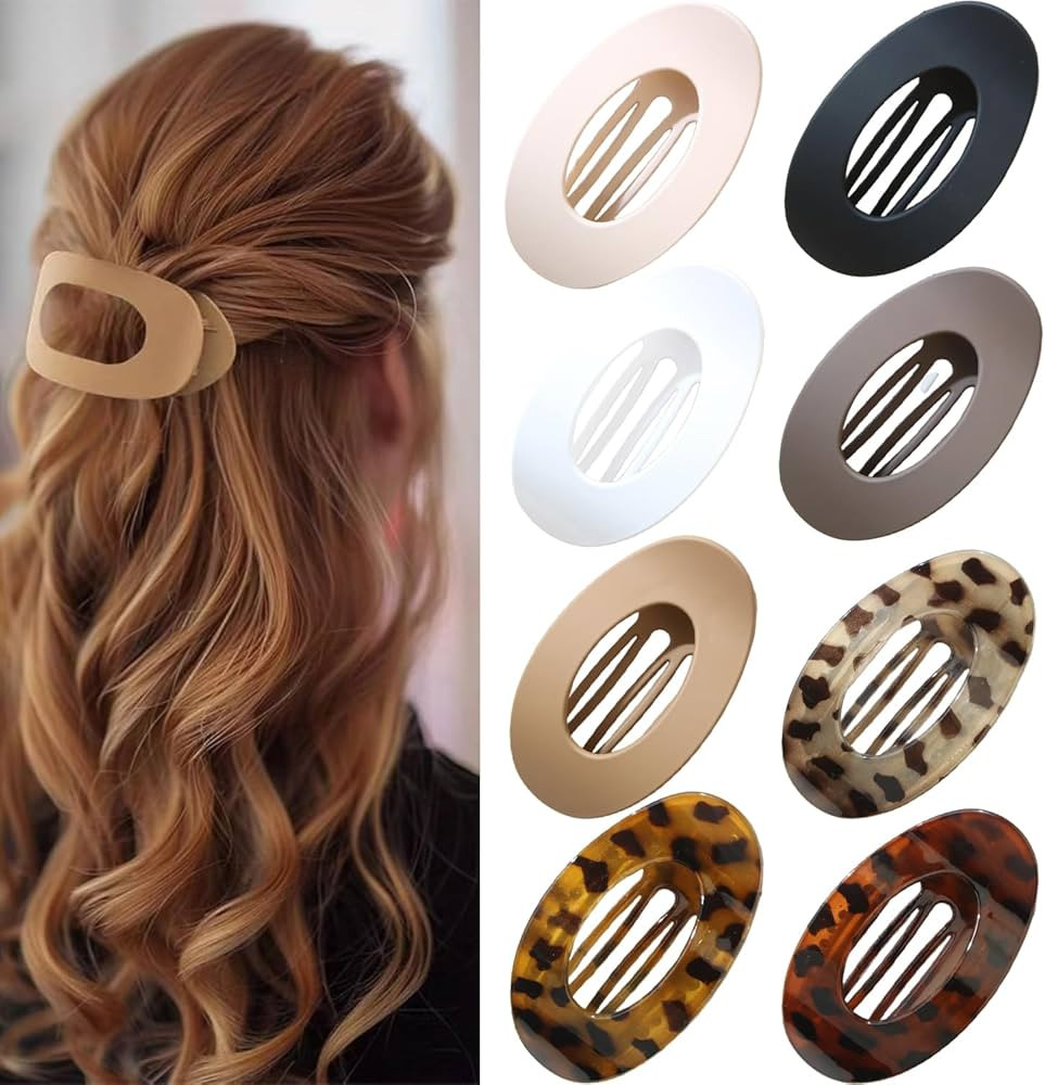 8 PCS Flat Hair Clips for Women, French Design Flat Hair Claw Clips, Strong Hold Matte Hair Barre... | Amazon (US)