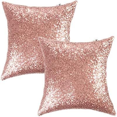 Kevin Textile Sequins Decorative Luxurious Home Party Square Pillow Case Cushion Cover, 18"x18", ... | Amazon (US)