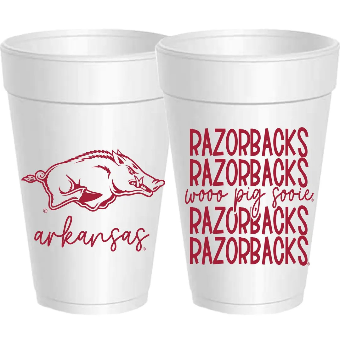 Arkansas Cups - 25 Pack - University of Arkansas - Razorback Mirror - 16oz Styrofoam Cups - Offic... | Etsy (US)