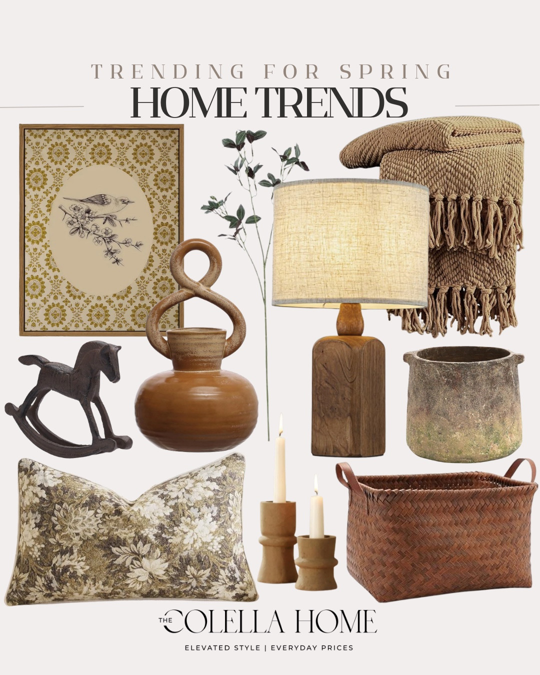 Spring home trends from Amazon includes throw blanket, table lamp, planter, basket, candle stick holders, vase, greenery stem, throw pillow, and wall art.

Home decor, neutral home, home accents, new for spring 

#LTKSaleAlert #LTKSeasonal #LTKHome