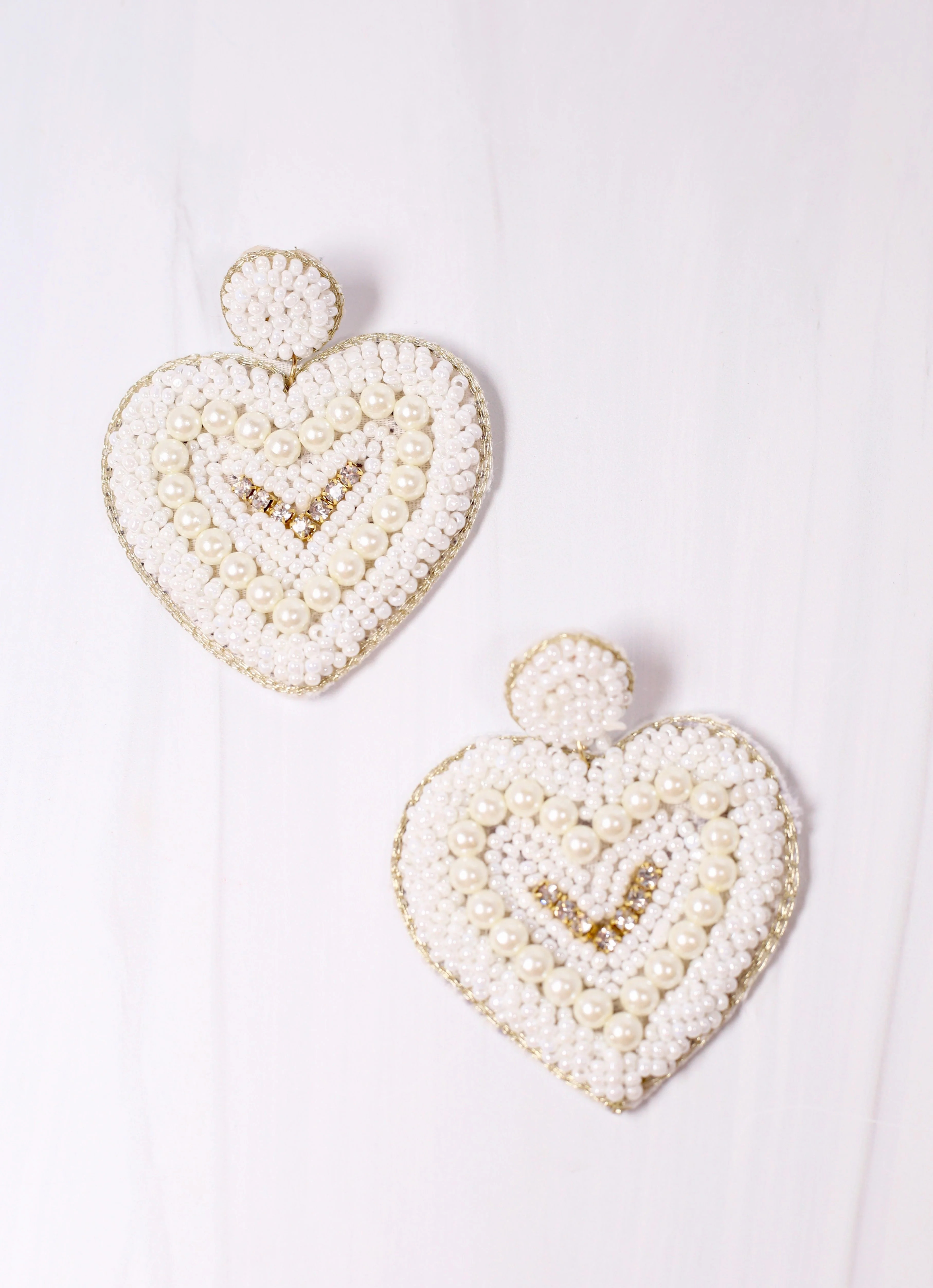 Just a Crush Heart Earring WHITE | Caroline Hill