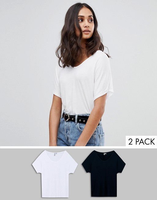 ASOS DESIGN t-shirt with drapey batwing sleeve 2 pack save 10% | ASOS US