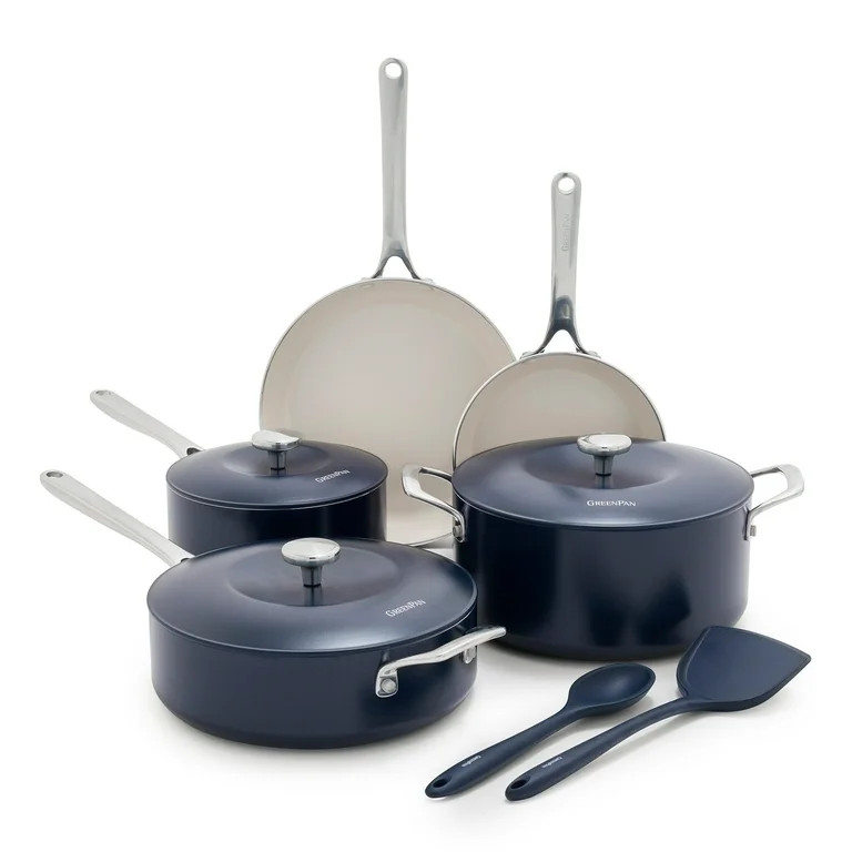 GreenPan Balance 10 Piece Ceramic Non Stick Cookware Set, Oxford Blue | Walmart (US)