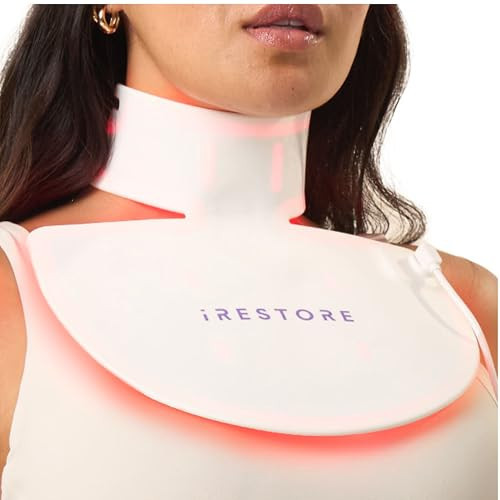 iRestore Illumina LED Neck & Chest Anti Aging Mask – for Smoother, Firmer and Glowing Skin at Home – Red and Infrared Light Therapy for Neck – Red Light Skincare Device with 230 LEDs (White) | Amazon (US)