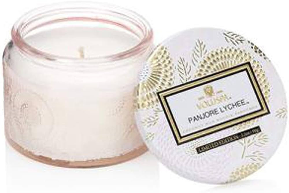 Voluspa Panjore Lychee Candle | Petite Embossed Glass Jar | 3.2 Oz. | 25 Hr Burn Time | Vegan | C... | Amazon (US)