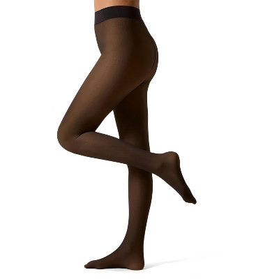 Memoi Women's Sheer Illusion Fleece-Lined 80-Denier Thermal Tights Nude-Black S-M | Target