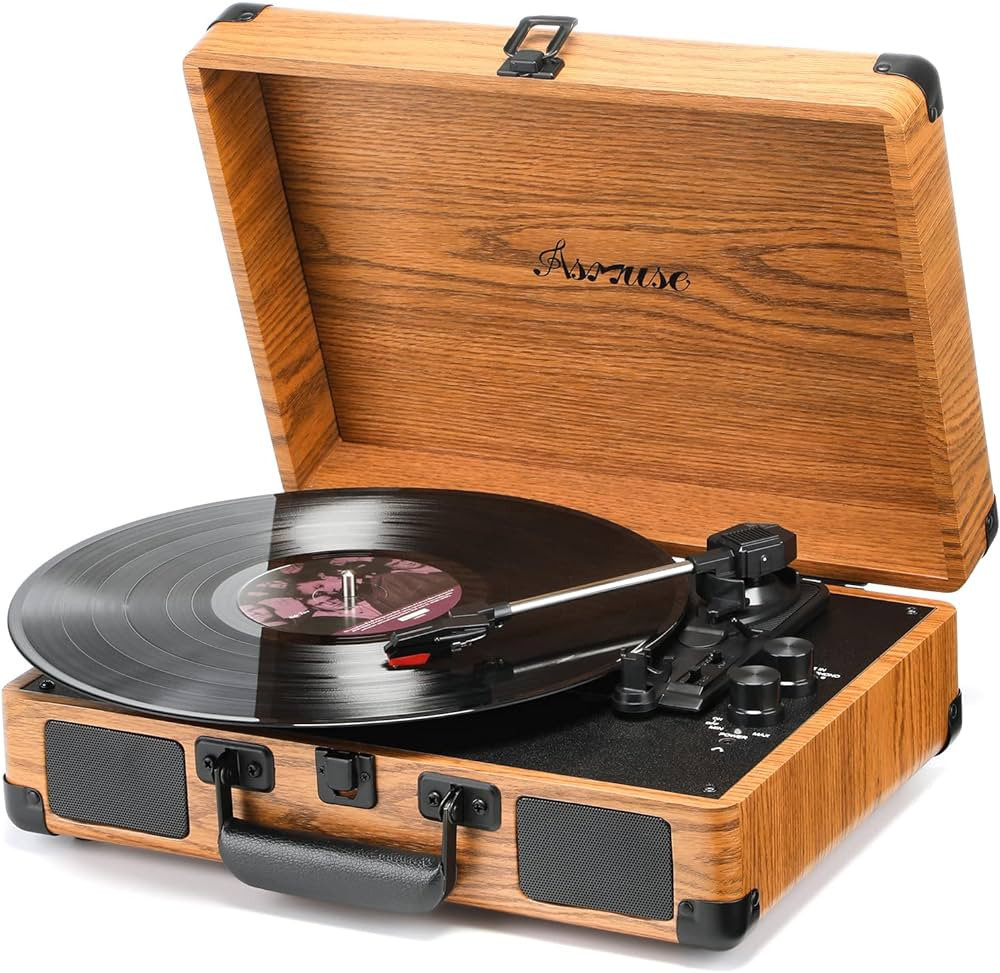 Asmuse Vinyl Record Player, 3 Speed Turntable Bluetooth Record Player with 2 Built in Stereo Spea... | Amazon (US)