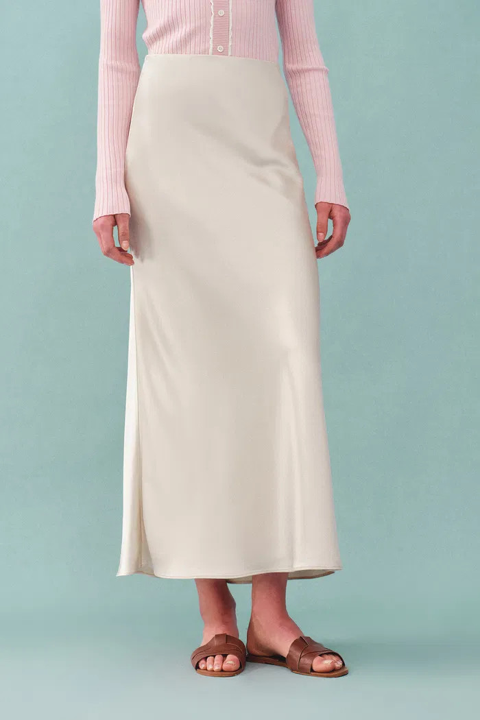 Moon White Skirt in Premium Silky Satin | Fabrique