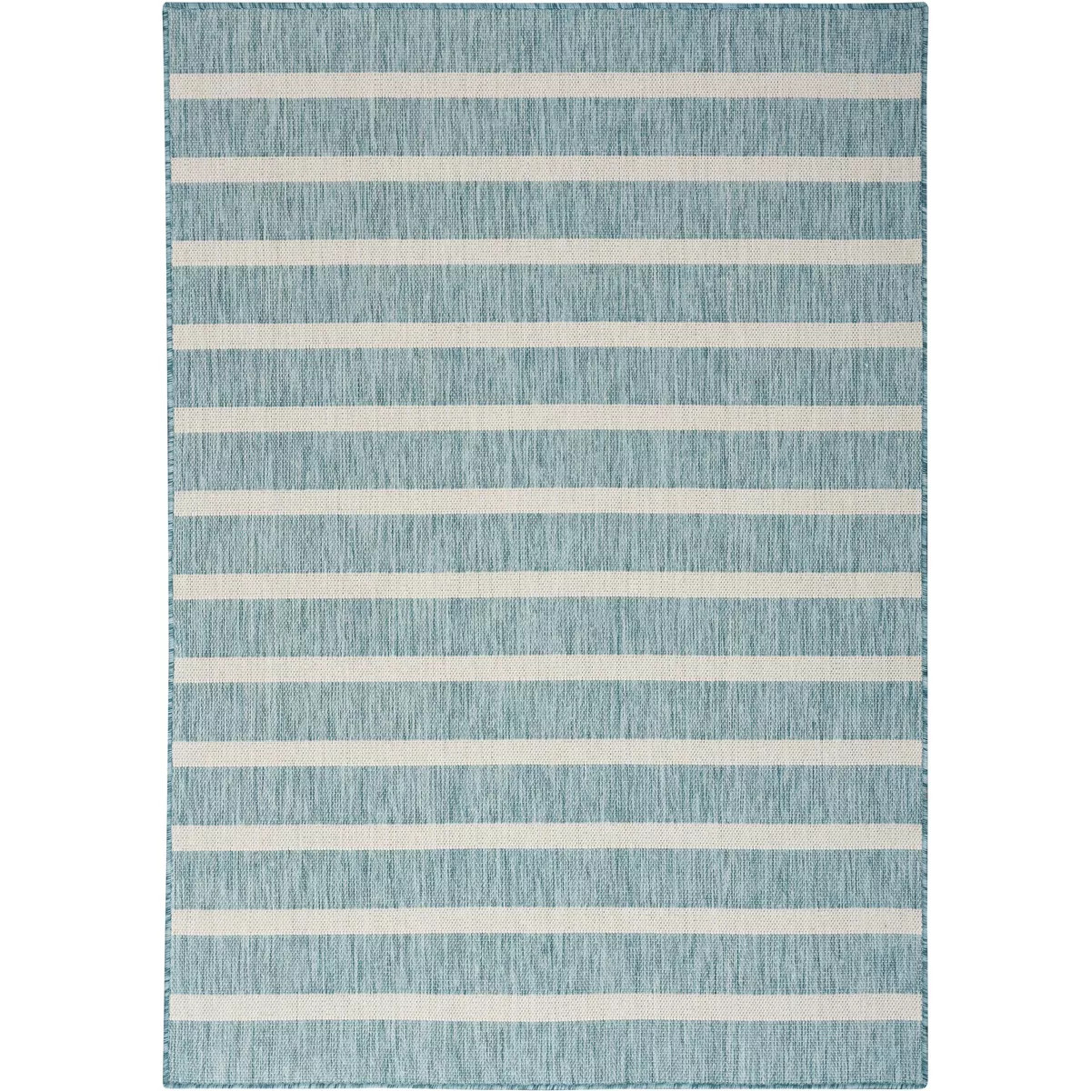 Nourison Positano Modern Stripes Flatweave Indoor Outdoor Low Pile Area Rug Aqua Ivory 7' x 10' | Target